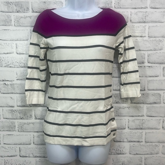 White House Black Market Side Button Striped Sweater Extra Small - Picture 1 of 6